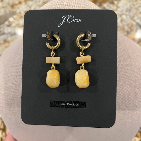 NWT J. Crew Gold/Brown Semiprecious Stone Drop Earrings - Sold Separately - Picture 8 of 11